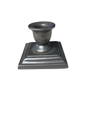Carson Pewter Single Taper Candle Holder Vintage Square Base Rustic Home Decor